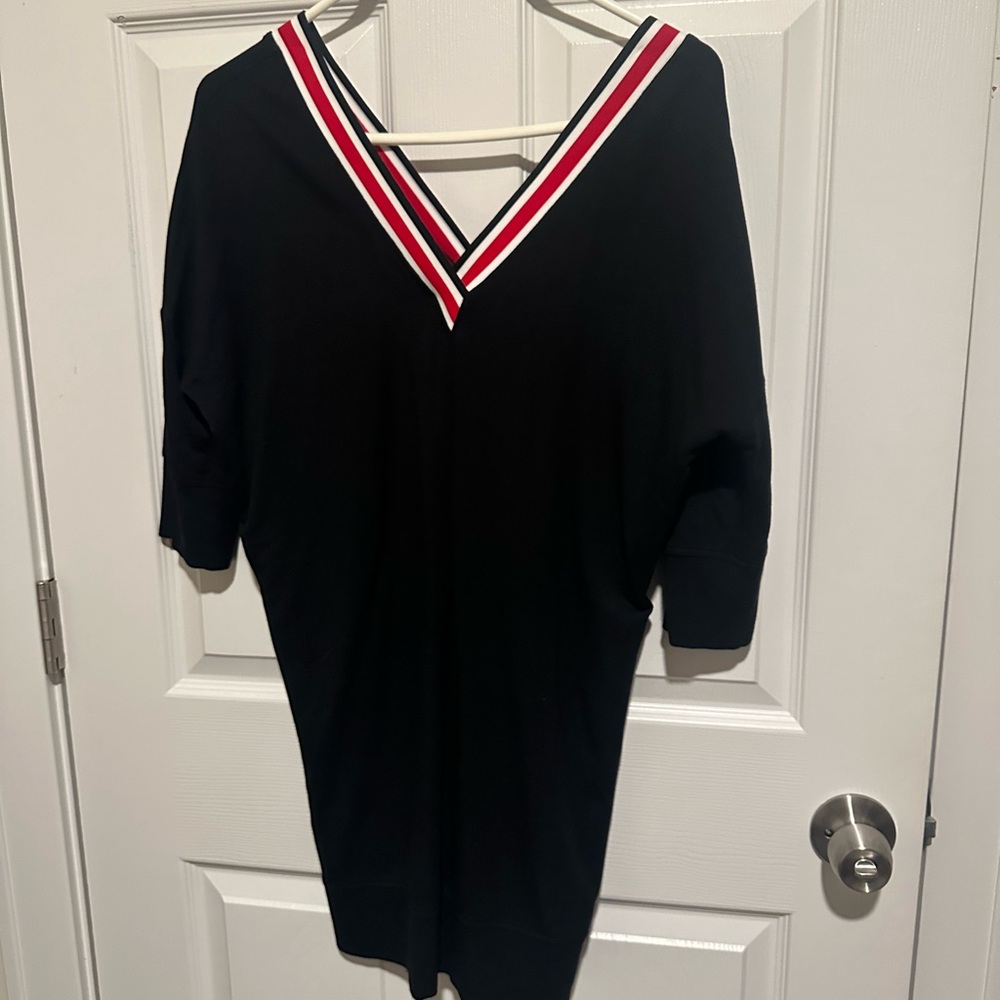 Express Black Dress with Red and White Accents